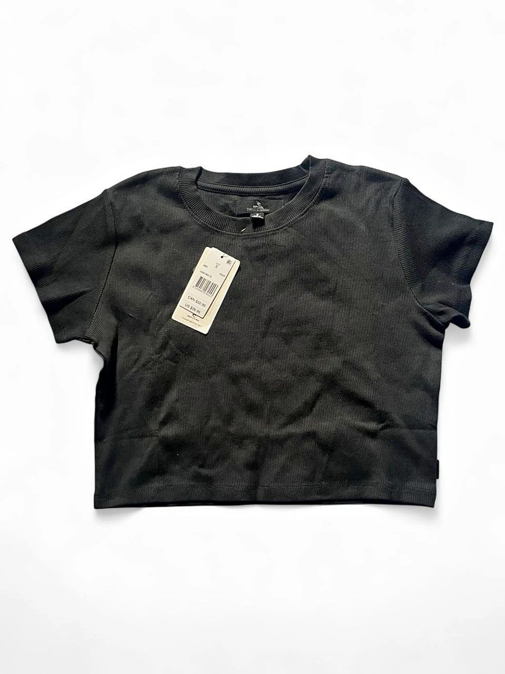 Rip Curl Classic Ribbed Tee Ribbed Crop Tee in Black Small